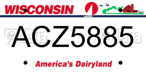 ACZ5885 Wisconsin License Plate