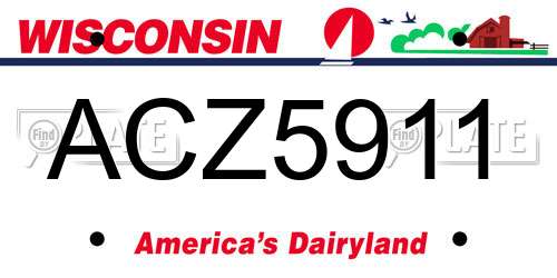 ACZ5911 Wisconsin License Plate