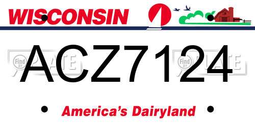ACZ7124 Wisconsin License Plate