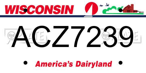 ACZ7239 Wisconsin License Plate