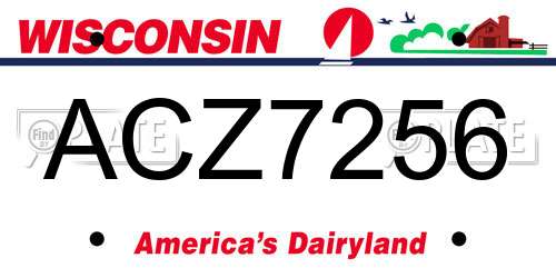 ACZ7256 Wisconsin License Plate
