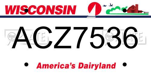 ACZ7536 Wisconsin License Plate