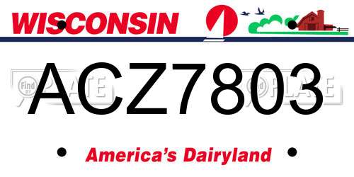 ACZ7803 Wisconsin License Plate