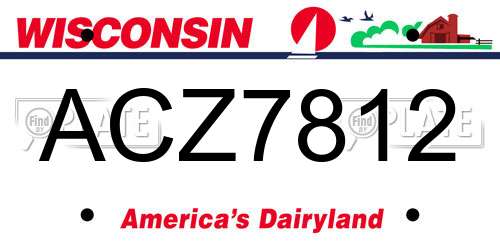 ACZ7812 Wisconsin License Plate