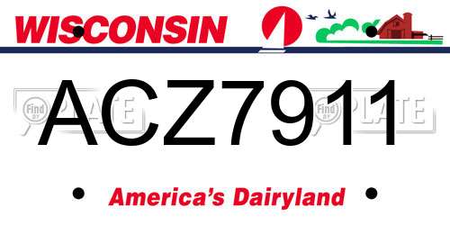 ACZ7911 Wisconsin License Plate