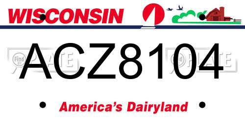 ACZ8104 Wisconsin License Plate