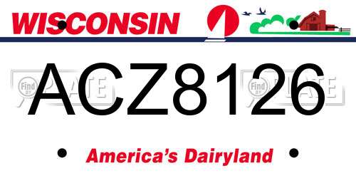 ACZ8126 Wisconsin License Plate