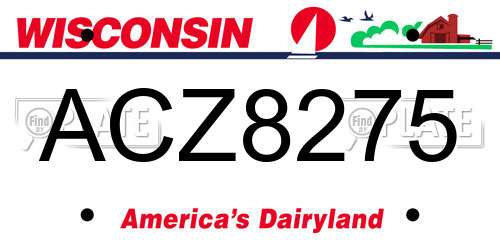 ACZ8275 Wisconsin License Plate
