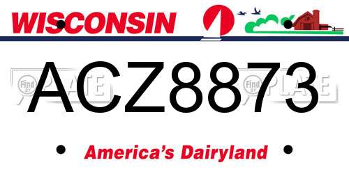 ACZ8873 Wisconsin License Plate