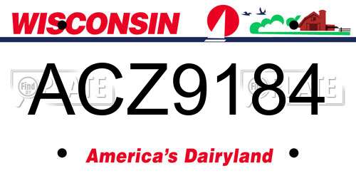 ACZ9184 Wisconsin License Plate