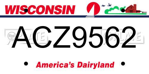 ACZ9562 Wisconsin License Plate
