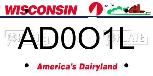 AD0O1L Wisconsin License Plate