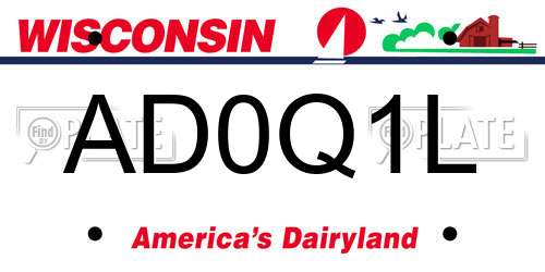 AD0Q1L Wisconsin License Plate