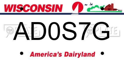 AD0S7G Wisconsin License Plate