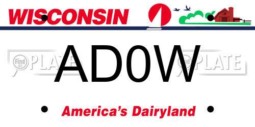 AD0W Wisconsin License Plate
