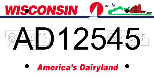 AD12545 Wisconsin License Plate