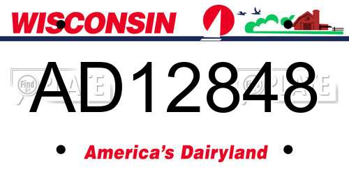 AD12848 Wisconsin License Plate