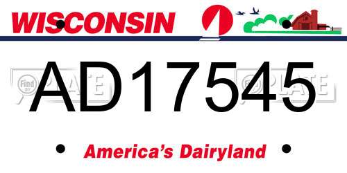 AD17545 Wisconsin License Plate