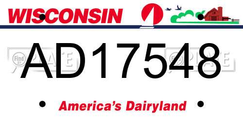 AD17548 Wisconsin License Plate