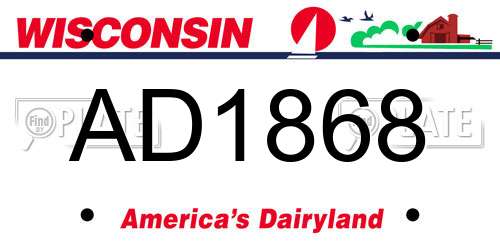 AD1868 Wisconsin License Plate