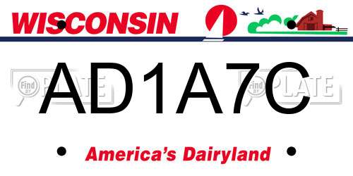 AD1A7C Wisconsin License Plate