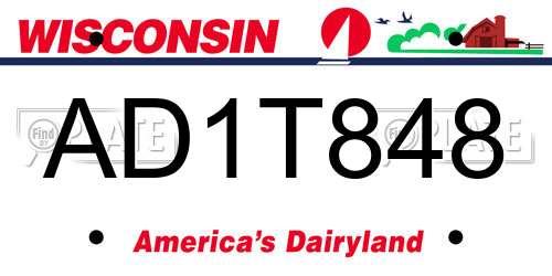 AD1T848 Wisconsin License Plate