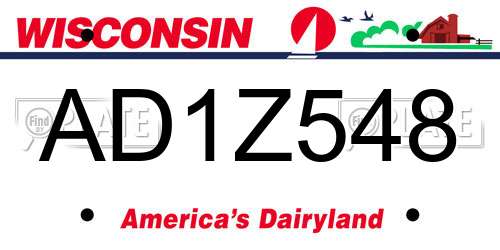 AD1Z548 Wisconsin License Plate