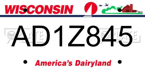 AD1Z845 Wisconsin License Plate