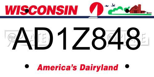 AD1Z848 Wisconsin License Plate