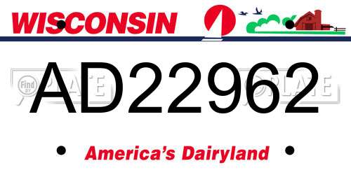 AD22962 Wisconsin License Plate