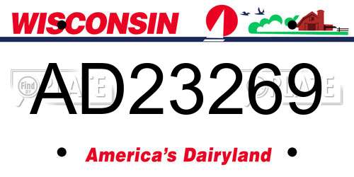 AD23269 Wisconsin License Plate