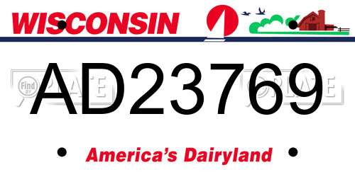 AD23769 Wisconsin License Plate