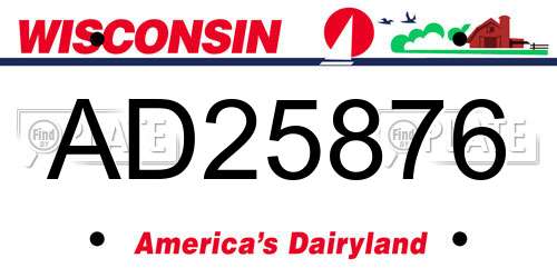 AD25876 Wisconsin License Plate