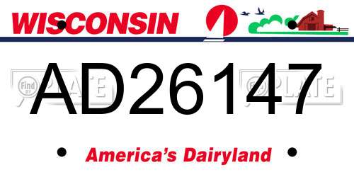AD26147 Wisconsin License Plate