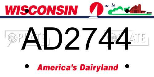 AD2744 Wisconsin License Plate
