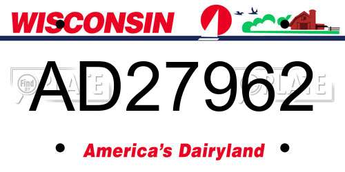 AD27962 Wisconsin License Plate