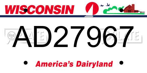 AD27967 Wisconsin License Plate