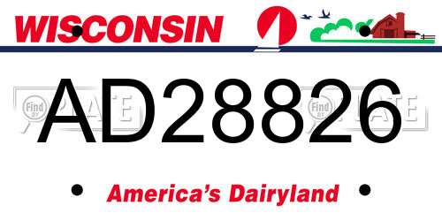 AD28826 Wisconsin License Plate