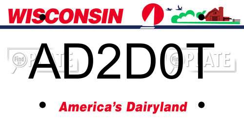 AD2D0T Wisconsin License Plate
