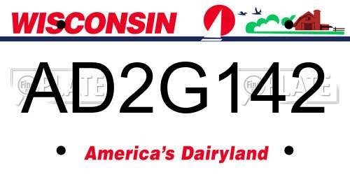 AD2G142 Wisconsin License Plate