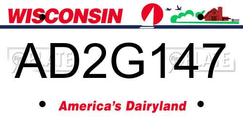 AD2G147 Wisconsin License Plate