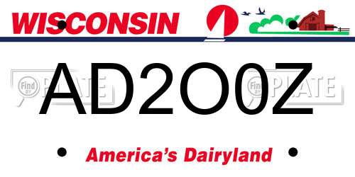 AD2O0Z Wisconsin License Plate