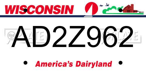 AD2Z962 Wisconsin License Plate
