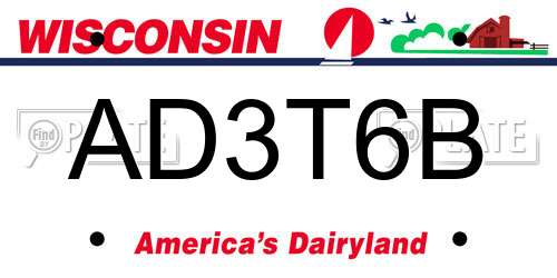AD3T6B Wisconsin License Plate
