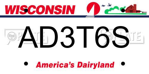 AD3T6S Wisconsin License Plate
