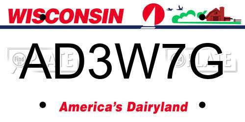AD3W7G Wisconsin License Plate