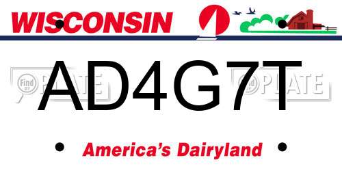 AD4G7T Wisconsin License Plate