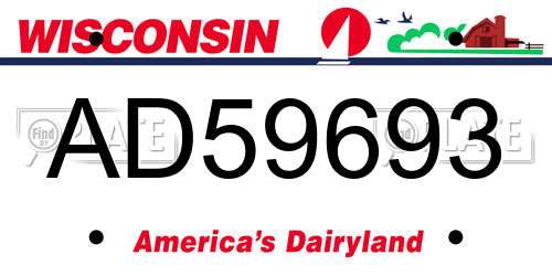 AD59693 Wisconsin License Plate