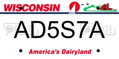 AD5S7A Wisconsin License Plate