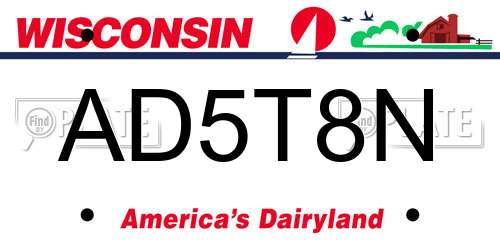 AD5T8N Wisconsin License Plate